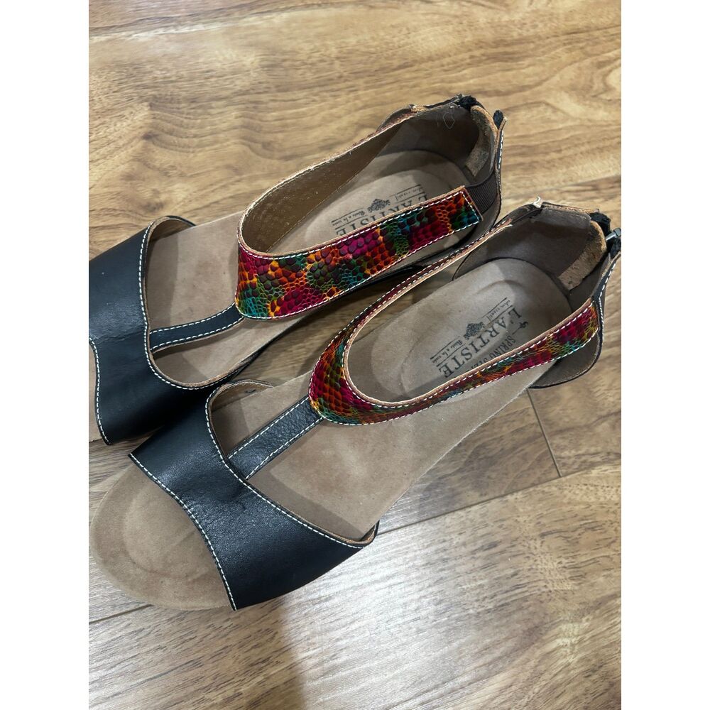 L’Artiste by Spring Step Breckel Sandals Black Multi Color Size 41 - Picture 2 of 6